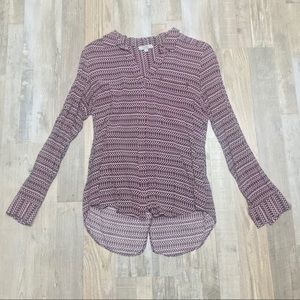 Small Button Down Burgundy + Black Pattern Shirt